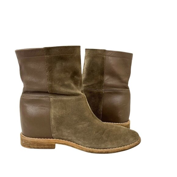 Vince Size 6.5 Grayson Suede Leather Hidden Wedge Ankle Boots In Flint - Picture 4 of 7